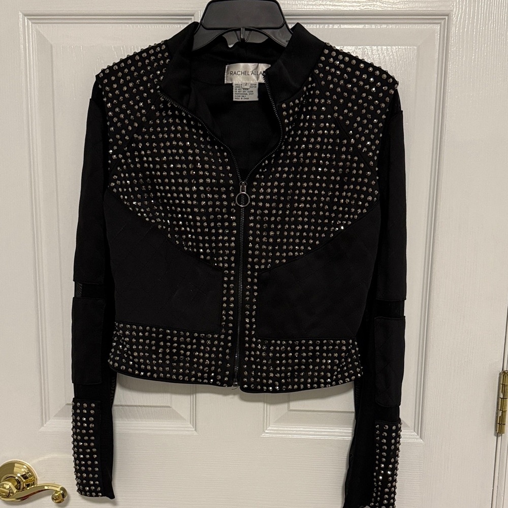 Rachel Allan Black Studded Leather Jacket